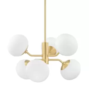 Image of Estee 6 Light Chandelier Brass, Glass