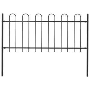 Image of Vidaxl Garden Fence With Hoop Top Steel 1.7 M Black