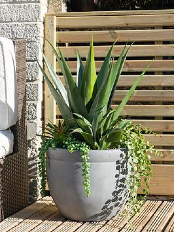 Image of Artificial Oversized Mixed Agave in Grey Pot