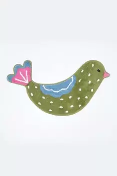 Image of Cotton Tufted Washable Green Bird Kids Rug