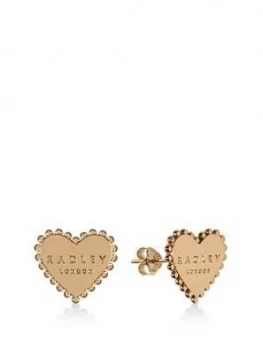 Image of Radley Gold Plated Sterling Silver Heart Stud Ladies Earrings