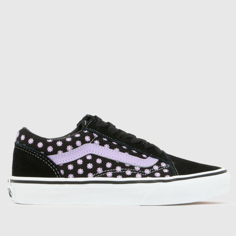 Image of Vans Black & Purple Old Skool Girls Junior Trainers Black & Purple UK 1 (EU 32)