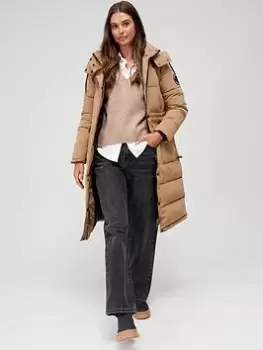 Image of Superdry Vintage Everest Longline Parka - Brown, Size 10, Women