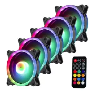 Image of Jedel 12cm RGB Low Noise Case Fans x5 Fan Speed Control Fan Hub &...