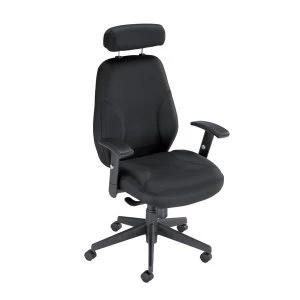 Image of Sonix Office Furniture Energize Driver Fabric High Back Chair Black Upholstery with Metal Frame with Adjustable Arms and Headrest