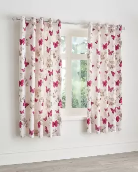 Image of Cotton Traders Butterfly Eyelet Curtains in Pink