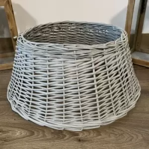 Image of 40/58cm Deluxe Wicker Willow Christmas Tree Skirt - Medium Light Grey - Samuel Alexander