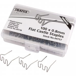 Image of Draper Flat Castle Staples for Hot Staplers 0.8mm Pack of 50