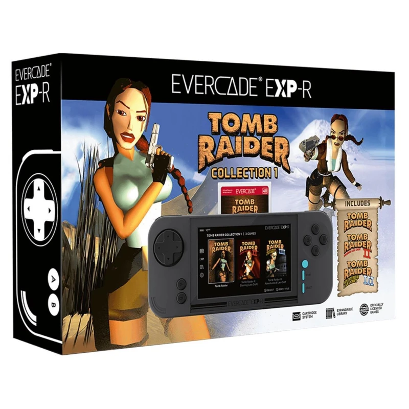 Image of Evercade EXP-R Handheld with Tomb Raider 1, 2 & 3 Games Hardware - Games Retro