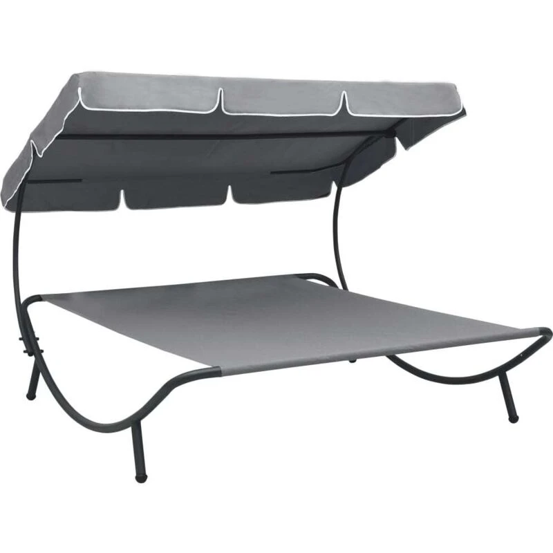 Image of VIDAXL Outdoor Lounge Bed with Canopy Grey Vidaxl 8719883762890