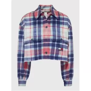 Image of Tommy Jeans Tjw Tommy Tartan Crop Overshirt - Multi