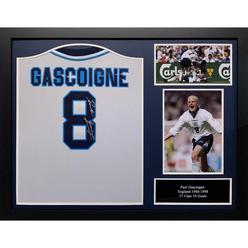 Image of AllStarSignings Ltd Paul Gascoigne signed England Euro 96 shirt White unisex One Size
