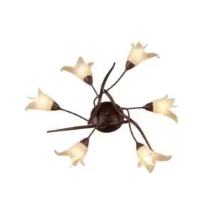 Image of (0024 004) Florida Ceiling 6 Light E14, Brown/Black Oxide