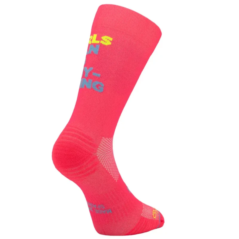 Image of Sporcks Girls Can Do Socks Pink Blue Yellow, Size L