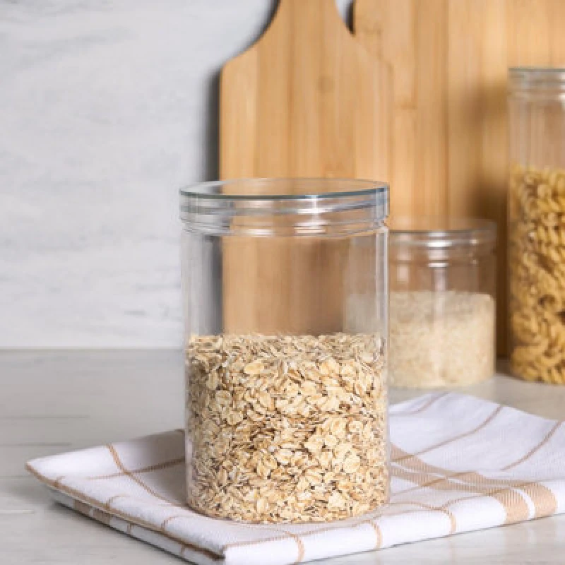 Image of OHS OHS Round Plastic Jar Food Storage Container Medium Clear Lid in White White One Size Unisex 5027434184507