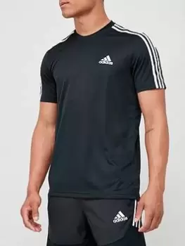 Image of adidas 3 Stripe T-Shirt - Black, Size XS, Men
