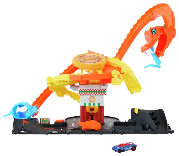 Image of Hot Wheels City Cobra Pizza Shop Racing Playset