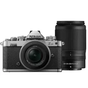 Image of Nikon Z fc Mirrorless Camera with Nikkor Z DX 16-50mm and Z DX 50-250mm Lenses