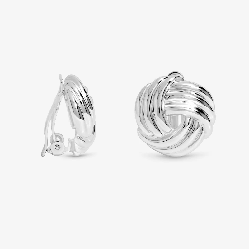 Image of Jon Richard Silver Plated Knot Stud Clip Earrings Silver female One Size
