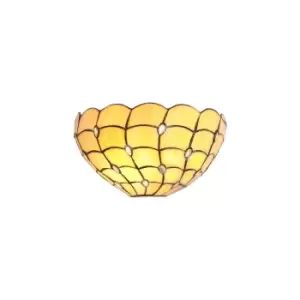 Image of Tiffany 30cm Wall Lamp, 2 x E14, Beige, Clear Crystal