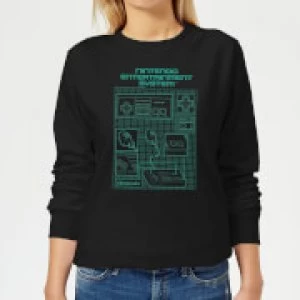 Image of Nintendo NES Controller Blueprint Womens Sweatshirt - Black - S