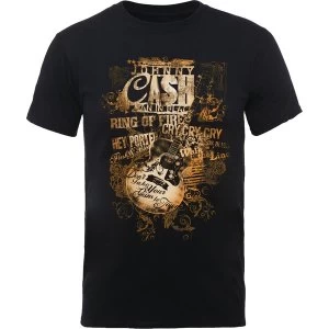 Image of Johnny Cash - Guitar Song Titles Mens Medium T-Shirt - Black