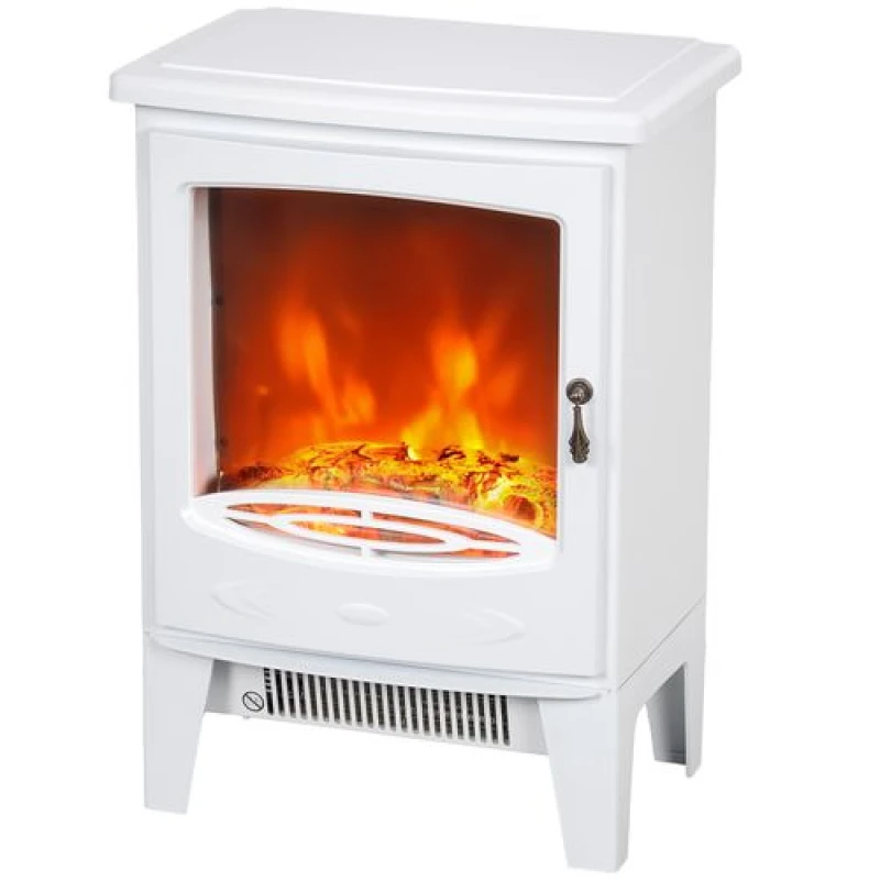 Image of HOMCOM Electric Fireplace Freestanding W/ Realistic Flame Effect, White 820-164V70WT