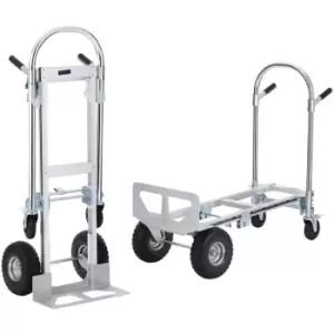 Image of VEVOR Aluminum Hand Sack Truck, 2 in 1, 1000 lbs Load Capacity, Heavy Duty Industrial Convertible Folding Hand Truck and Dolly, Utility Cart Converts