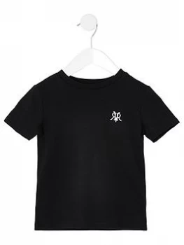 Image of River Island Mini RVR Embroidered T-Shirt Black Size 12-18 Months Boys
