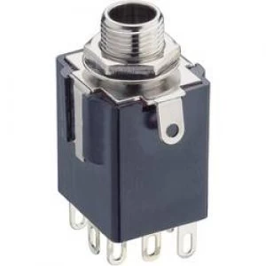 Image of 6.35mm audio jack Socket vertical vertical Number of pins 3 Stereo Black Lumberg KLBPSS 3