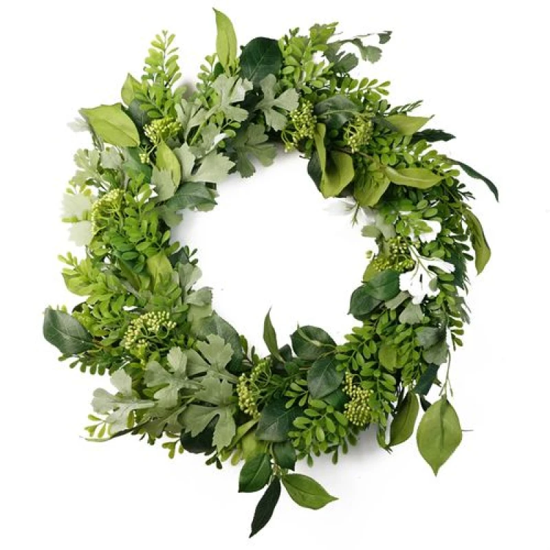 Image of Leaf 50cm Artificial Wreath Fern Leaf Green