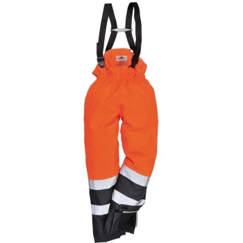 Image of Portwest - S782ONRM - sz M Bizflame Rain Hi-Vis Multi-Protection Trouser - Orange/Navy