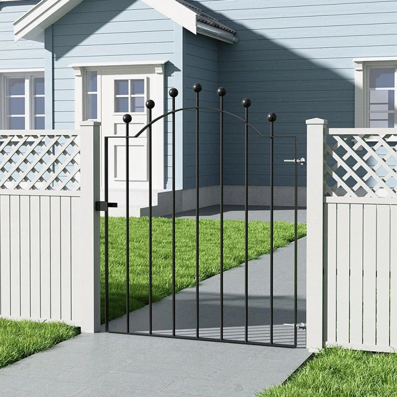 Image of Breeins Black Modern Metal Garden Fence Gate Black M