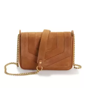Image of Capri Quilted Leather/Suede Flap Bag with Gold Chain Shoulder/Crossbody Strap