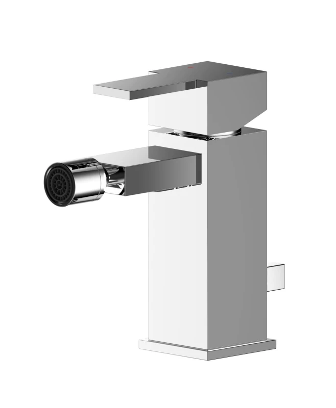 Image of Balterley Square Mono Bidet Mixer Tap With Pop Up Waste Chrome Silver