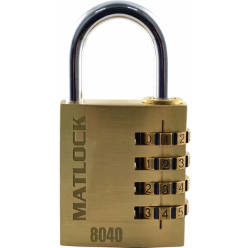 Image of Matlock - 40MM Brass Combination Padlock 4 Dials