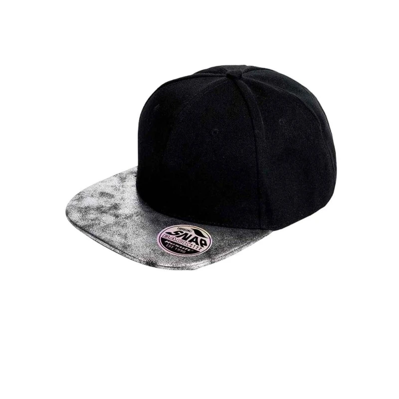 Image of Result Result Men Bronx Glitter Flat Peak Snapback Cap in Dark Grey Dark Grey One Size Male 5063527348623