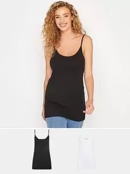 Image of Long Tall Sally 2 Pack Cami Black & White, Black, Size 18, Women