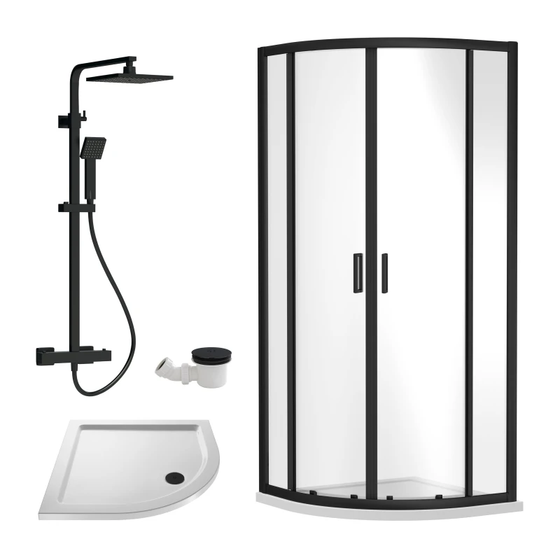 Image of Balterley Quadrant Enclosure Tray Square Shower Waste White Black 900mm White
