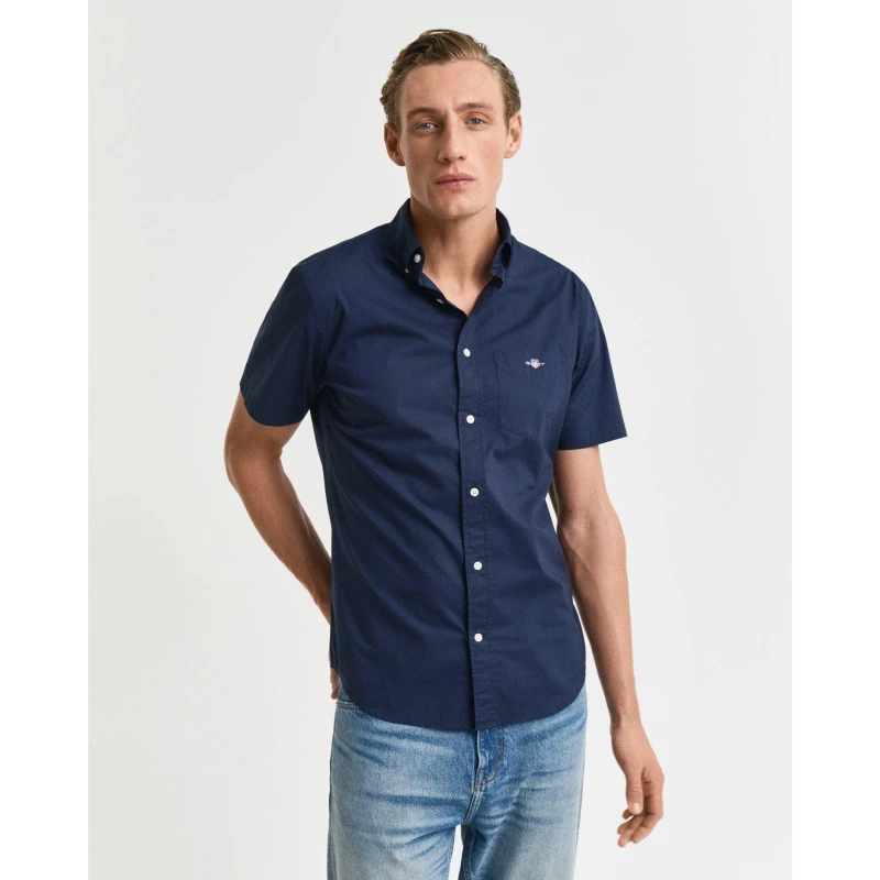 Image of Gant REG POPLIN SS SHIRT MARINE S - Blue Blue M