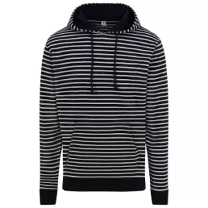 Image of AWDis Unisex Adults Nautical Striped Hoodie (S) (Navy)