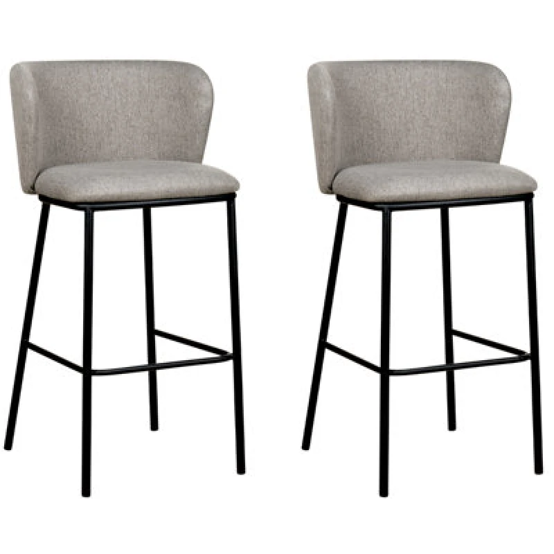 Image of Beliani Set Of 2 Bar Chairs Mina Grey