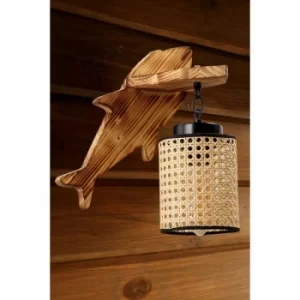 Image of Bal?k yan?k rattan abajurlu aplik Light Brown Wall Lamp