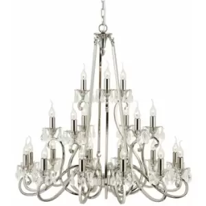 Image of Loops - Esher Ceiling Pendant Chandelier Polished Nickel & Crystal Curved 21 Lamp Light