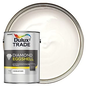 Image of Dulux Trade Diamond Eggshell Emulsion Paint - Pure Brilliant White 5L