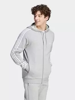 Image of adidas Future Icons 3 Stripe Full Zip Hoodie - Grey, Size XS, Men