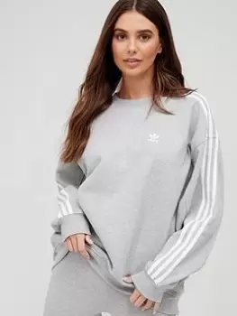 Image of adidas Originals Oversized Sweatshirt, Medium Grey Heather, Size 8, Women
