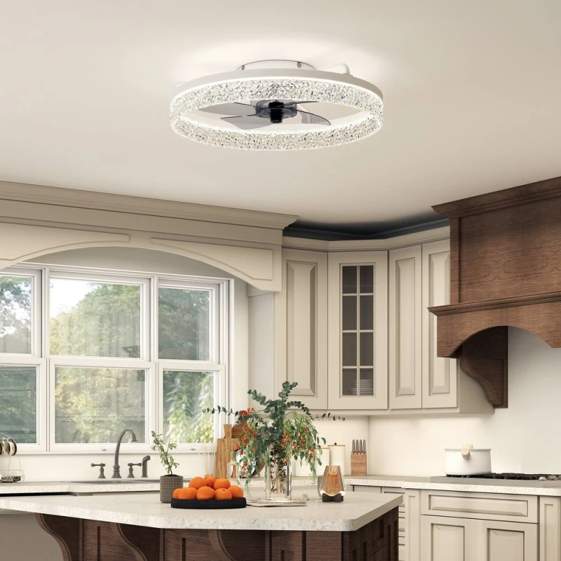 Image of HOMCOM Ceiling Fans with Lights & Remote & App Control for Bedroom in White Size: Small White Unisex Small