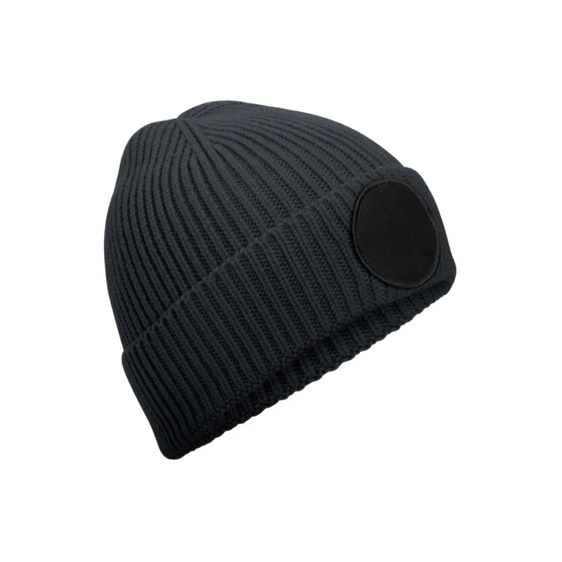 Image of Beechfield Beechfield Men Fashion Circular Patch Beanie in Grey Grey One Size Male 5063574673693