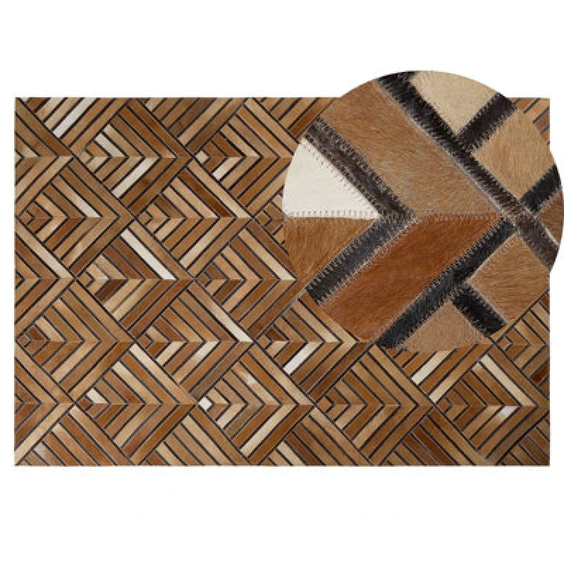 Image of Beliani Rug Tekir Brown 140 X 200 Cm Leather